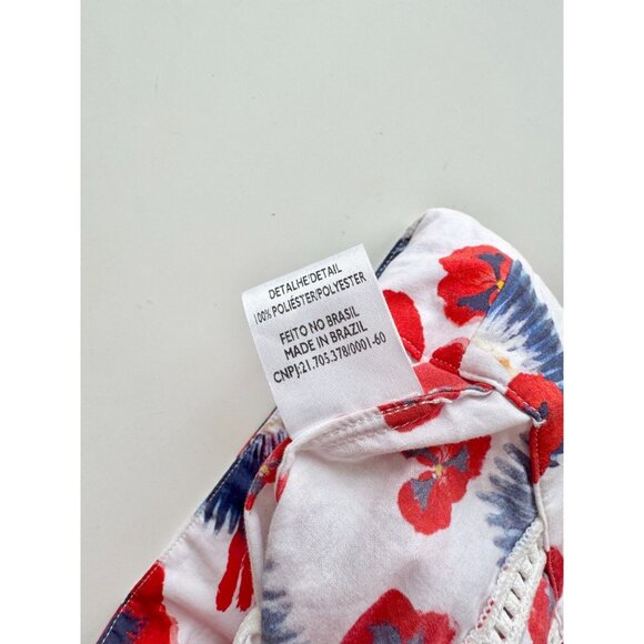 ISOLDA Floral Print Cotton Voile Embroidered Cropped Long Sleeve Blouse, Size 2 - Picture 15 of 16